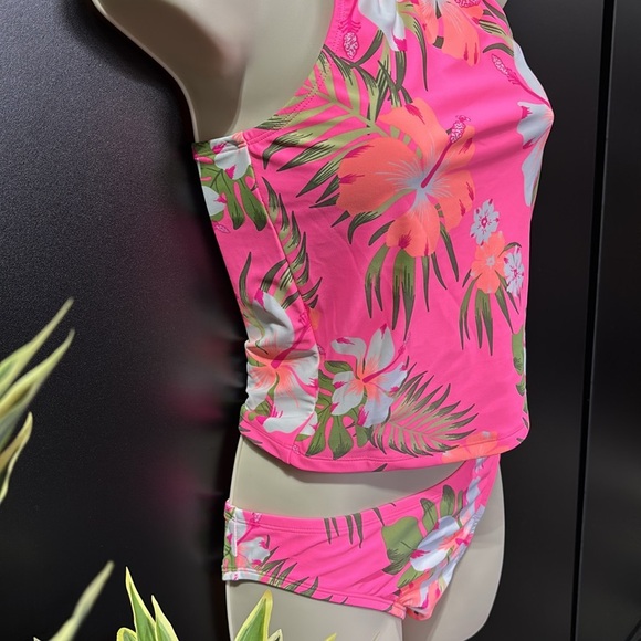 The Children’s Place UPF 50+ sun protection halter, bikini,tropical neon peony - Picture 2 of 6